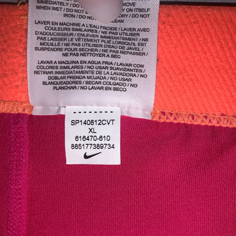 Girls Nike Pro Tight Fit Training Capris Pink + Orange • Big Girls XLarge